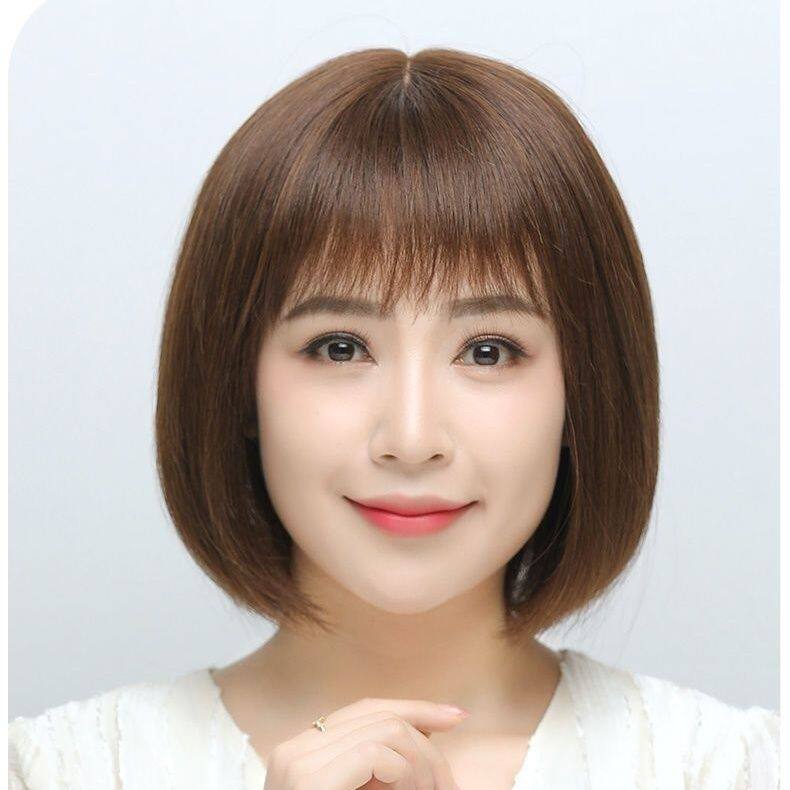 假发全头套女BOBO头真发波波头全手织中老年女士假发套自然真头发