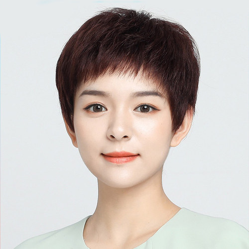 真发女手织短直发中老年新款妈妈