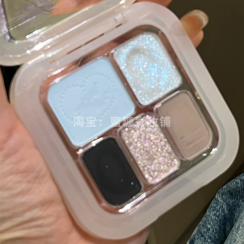 20块钱差不多！还要啥自行车 奶蓝灰黑色烟熏眼影盘春夏日常珠光