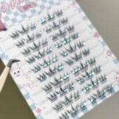 夏日蓝绿色细闪 蜜小盒蓝眼泪假睫毛免胶女团自然2025新款 眼睫毛