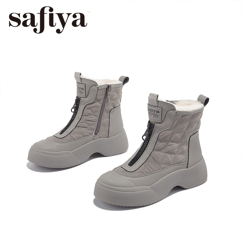 索菲娅Safiya2024冬季新款复古百搭保暖加绒雪地靴厚底棉鞋女鞋