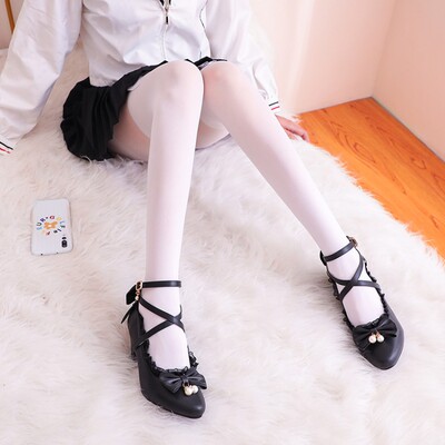 春秋JK制服蝴蝶结高跟女皮鞋