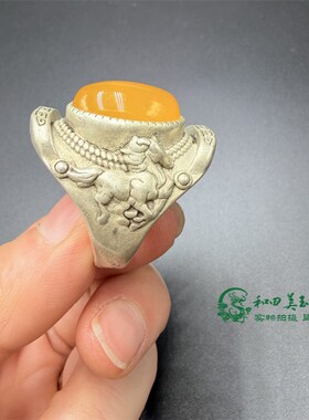 仿古工艺蒙古元素戒指大椭圆复古马鞍回形纹腾民族风时尚指环男款