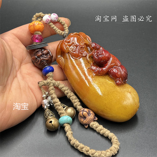 古玩杂项复古收藏仿寿山石雕刻福瓜手把件工艺品包浆敦厚品相好