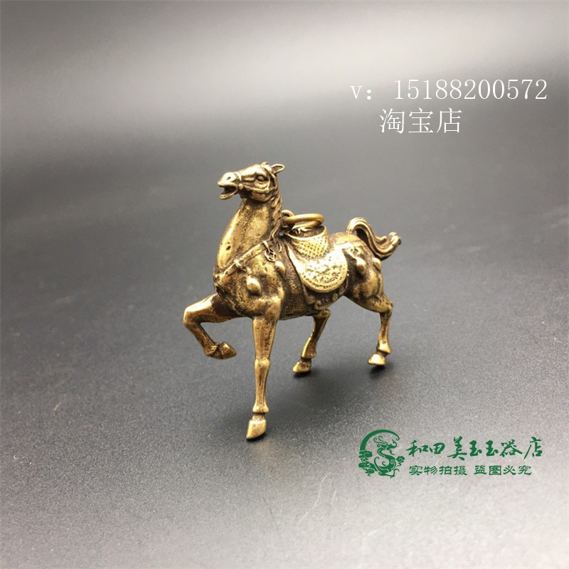 铜马小摆件实心黄铜微雕生肖马小马骏马铜艺铜手把件仿古铜器古玩