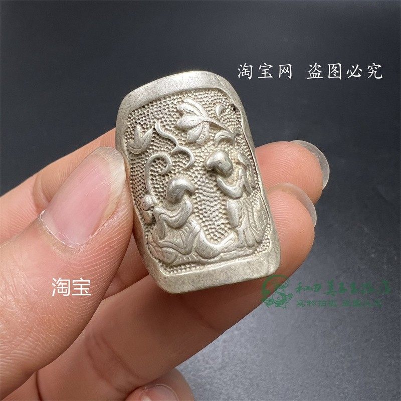 古玩杂项收藏仿古仿银戒指独角兽貔貅财神关公戒指工艺品铜戒指