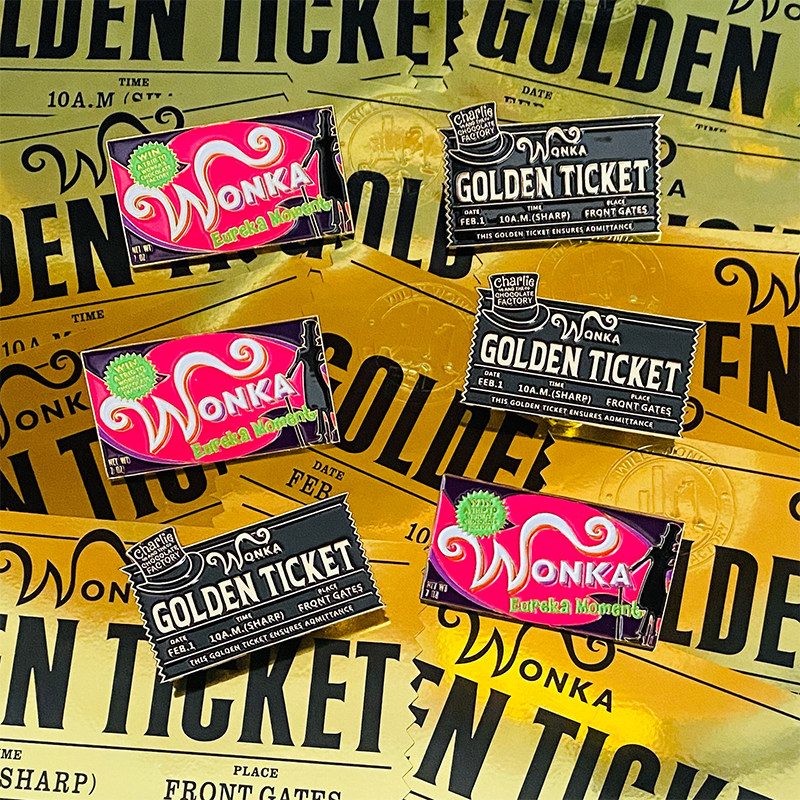 查理和巧克力工厂周边电影徽章冰箱贴金属胸针wonka旺卡金奖券