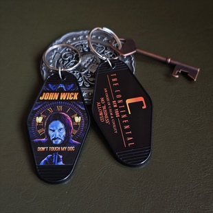 John 复古酒店房卡吊牌 wick周边疾速追杀电影挂饰挂件钥匙扣美式