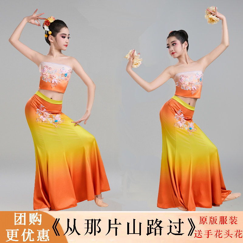 云南孔雀舞服装儿童表演服从那片山路过同款少儿女傣族舞蹈演出服