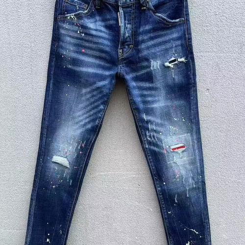 裤门禁纽扣印花泼墨仓库修身