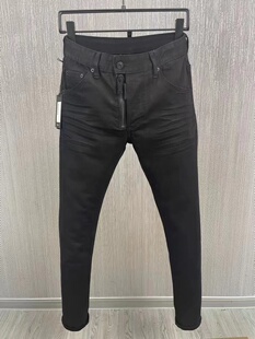 饰牛仔裤 2023春夏新款 百搭拉链装 时尚 男 D2潮男水洗黑色休闲牛仔裤