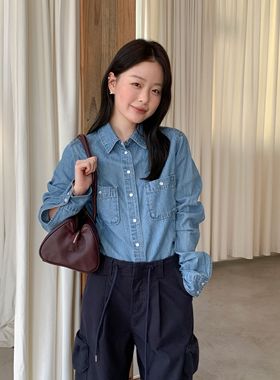 CLEAN SPACE-天丝混纺牛仔衬衫休闲百搭早春牛仔外套59010