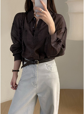 CLEAN SPACE-2025新款100%苎麻轻薄透气衬衫女透气衬衣55001