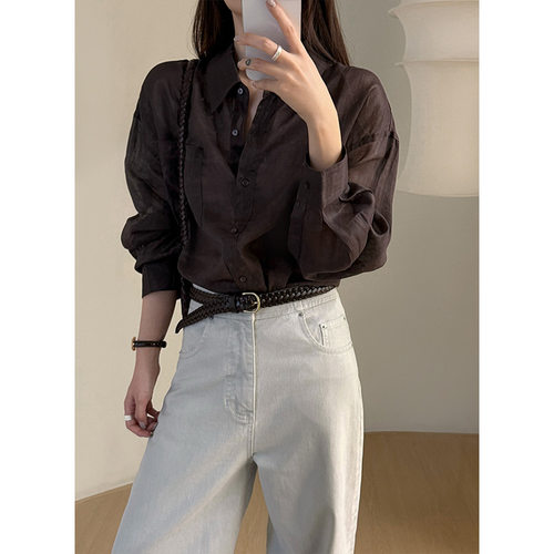 CLEAN SPACE-2025新款100%苎麻轻薄透气衬衫女透气衬衣55001