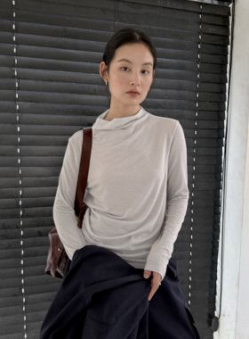 CLEAN SPACE-半高领外穿内搭时髦休闲简约百搭上衣长袖T恤57265