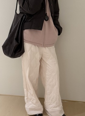 CLEAN SPACE-直筒简约加绒加厚保暖棉裤秋冬上新休闲裤57587