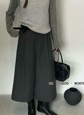 GN-爆单王加厚毛呢八分裤基础百搭不挑人休闲裤(配腰带)882616