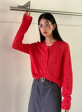 CLEAN SPACE-含30%羊毛简约百搭亲肤纯色秋上新针织开衫56591