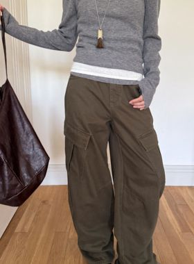 CLEAN SPACE-加绒加厚直筒口袋美拉德宽松百搭秋冬新牛仔裤57385