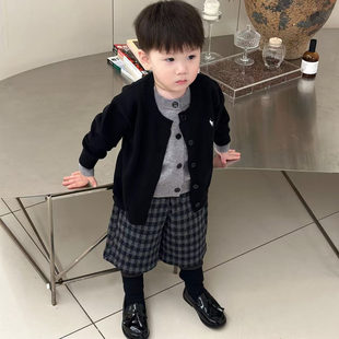 假二件儿童毛衣外套宝宝针织开衫2025秋冬款男女童针织上衣帅气潮