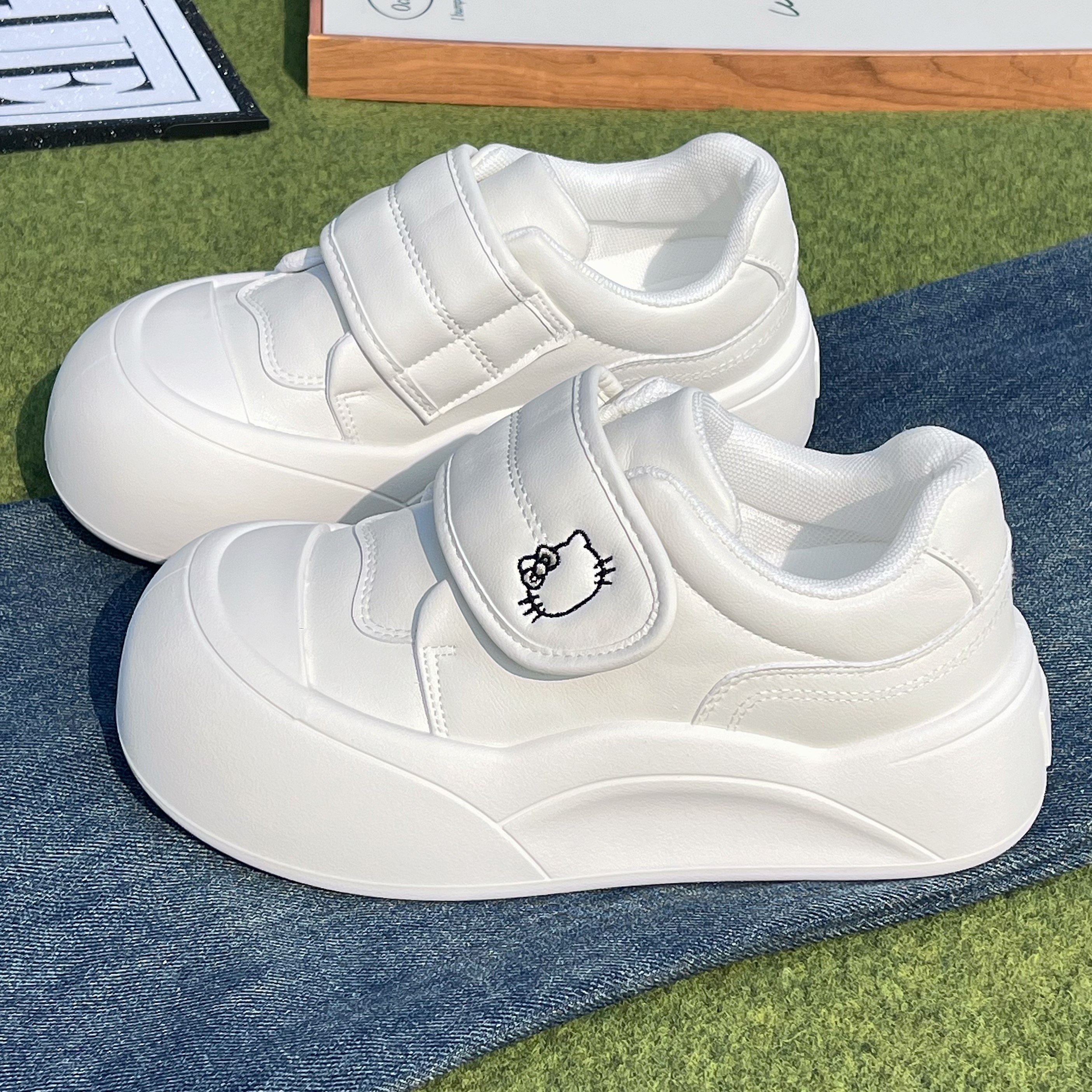 魔术贴厚底小白鞋女2026春季新款百搭增高轻便白色板鞋休闲运动鞋,女鞋,休闲板鞋,淘宝优惠券,粉丝福利购,淘宝优惠卷