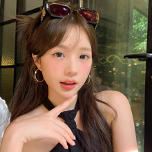 简约金色圆圈耳环女轻奢高级感气质大耳圈素圈耳钉辣妹风耳饰耳扣