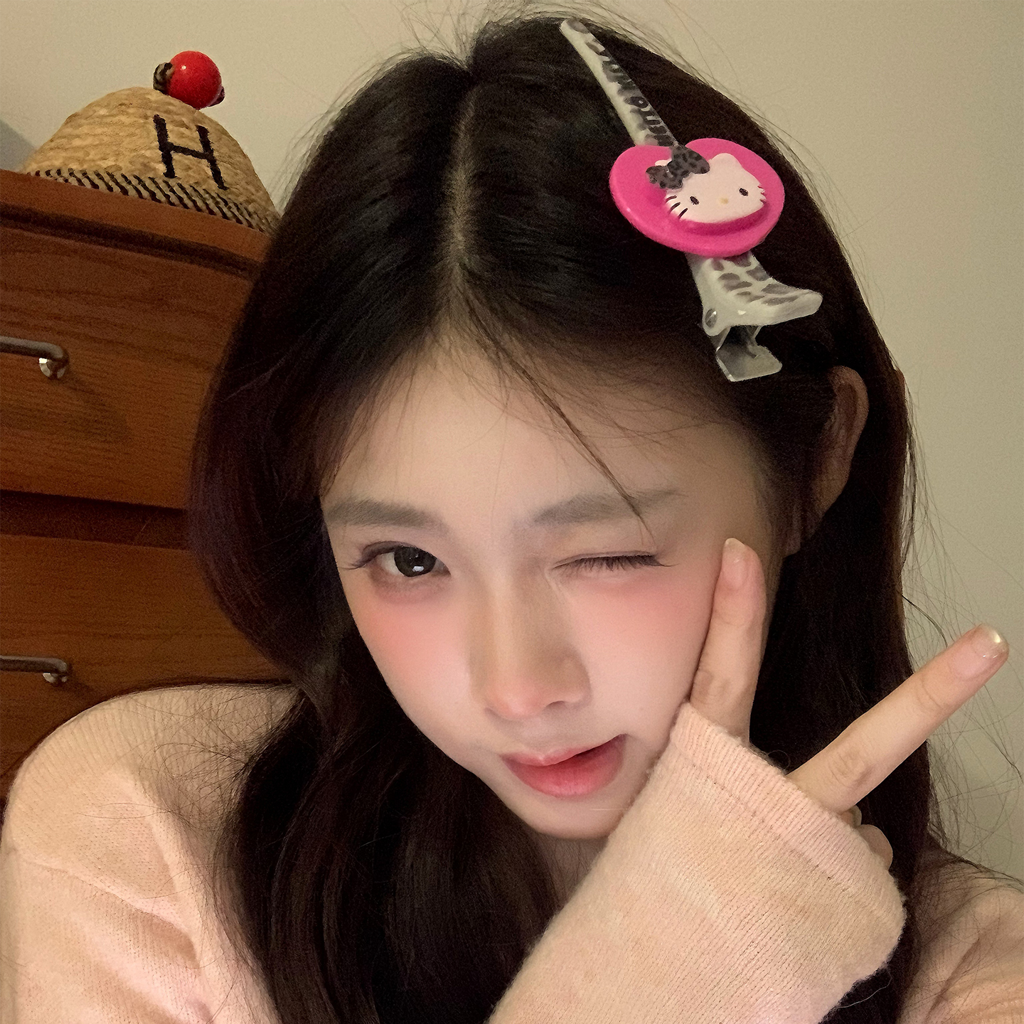 萌萌kt~爱心kt豹纹鸭嘴夹