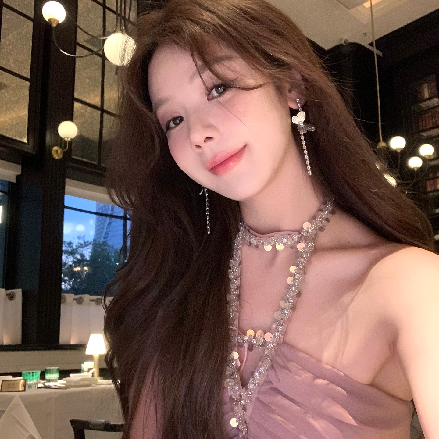 巴黎邂逅~蝴蝶碎钻流苏耳钉