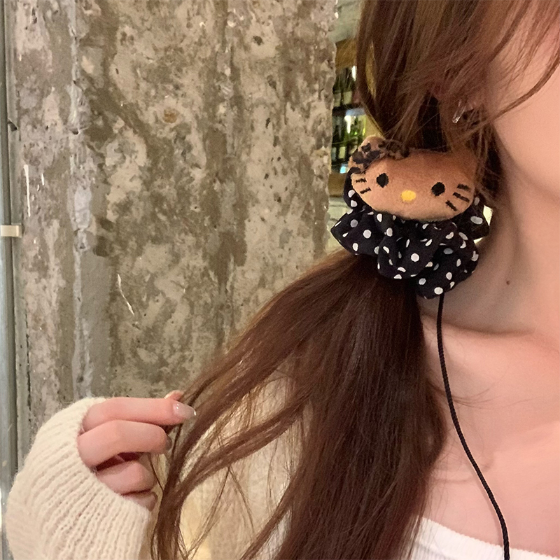 贼啦可爱~毛绒Kitty波点大肠发圈