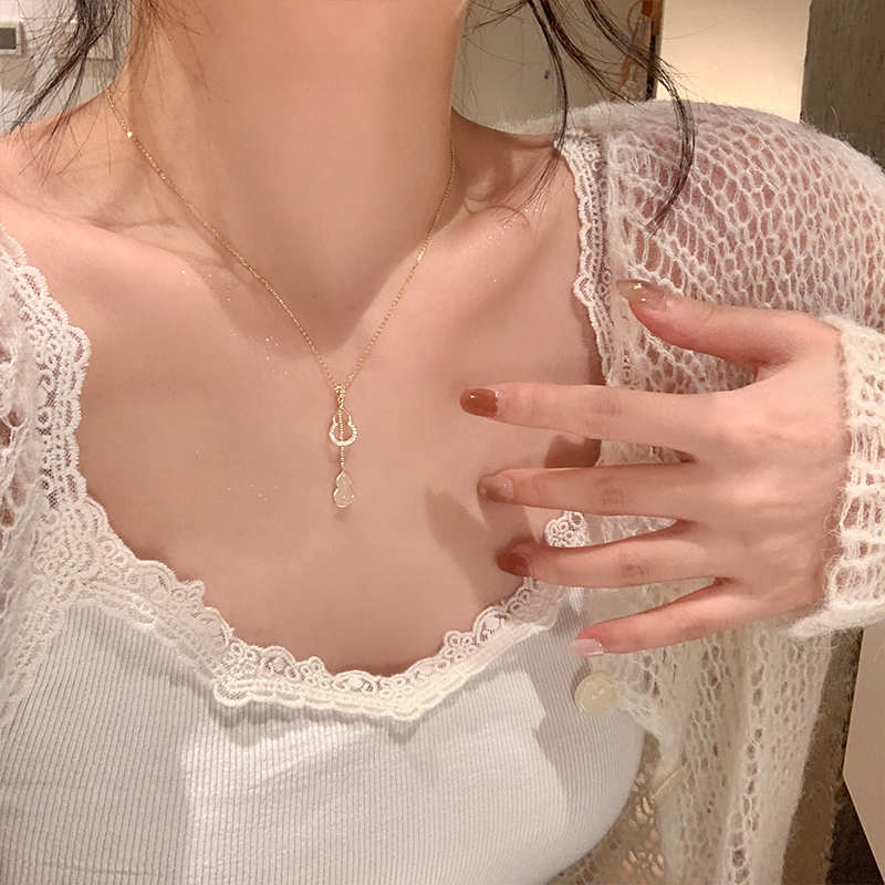 和田玉福禄葫芦吊坠配饰S925纯银项链女高级感轻奢小众颈链锁骨链