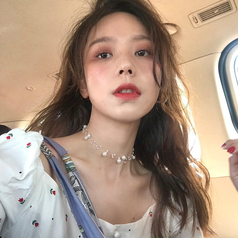 锁骨链网红潮人ins仙气小众鱼线choker韩国短款珍珠项圈颈链项链