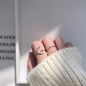 个性月亮细光圈组合戒指