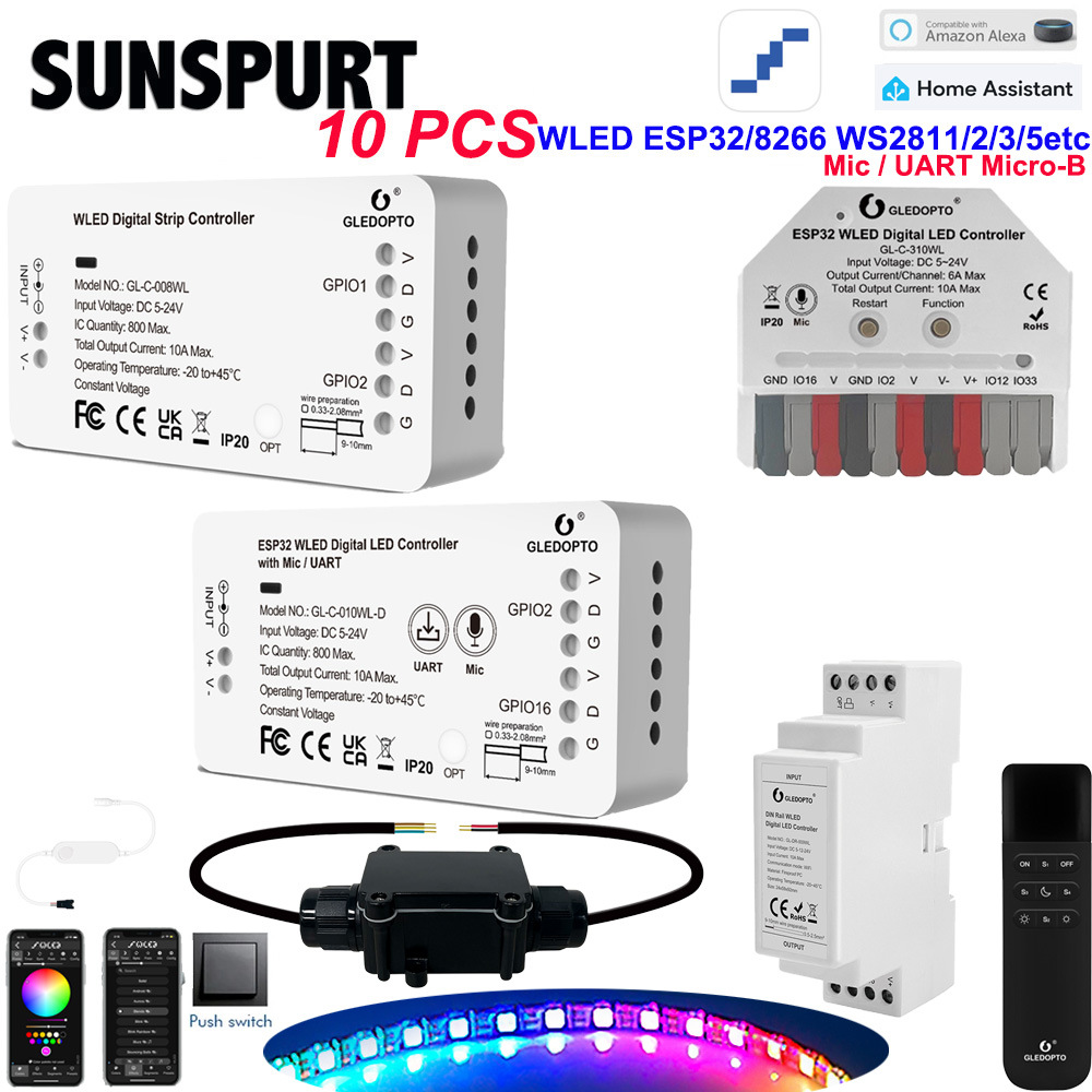 GLEDOPTOESP32IC+RGBWLED幻彩