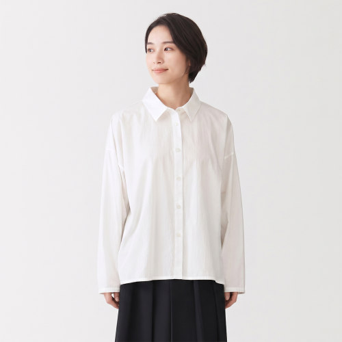 日系无印简约棉长袖宽松衬衫女