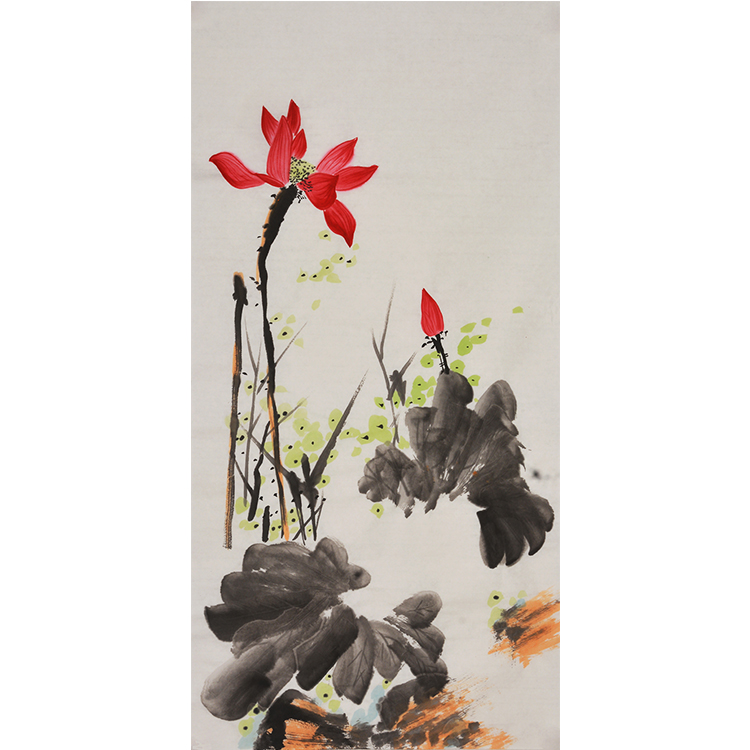 荷花纯手绘装饰画国画水墨画书房客厅画图片