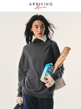 Arriving Arrive 秋冬新款前后两穿羊毛宽松显瘦慵懒V领针织毛衣