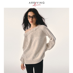 Arriving Arrive 复古百搭100%羊毛软糯宽松慵懒针织圈圈流苏毛衣