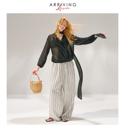 ArrivingArrive条纹直筒长裤
