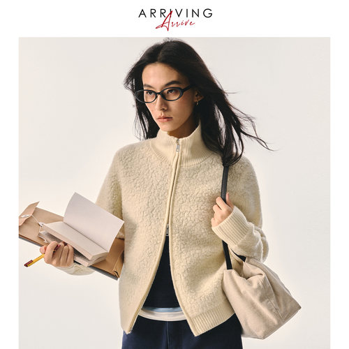 Arriving Arrive 复古100%羊毛绒绒感宽松慵懒针织开衫毛衣外套