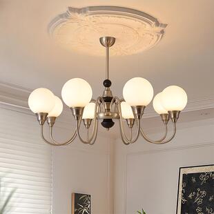 法式 复古黑色实木卧室餐厅灯侘寂风魔豆灯具 中古风客厅吊灯美式