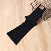 高腰显瘦辣妹小个子150cm喇叭裤 加绒加厚黑色微喇牛仔裤 女修身 子