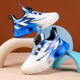 男童鞋子2025秋季新款儿童防滑气垫减震蓝球鞋中大童旋转扣运动鞋