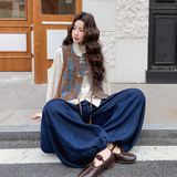 【新款现货】数据好花马甲+衬衣+灯笼裤三件套293-263-P235控378，女装套装/套裙，浙宝293