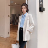 【10号出货】22春新款百搭气质米白色西装205A-C092-P120控178，女装西装，浙宝293