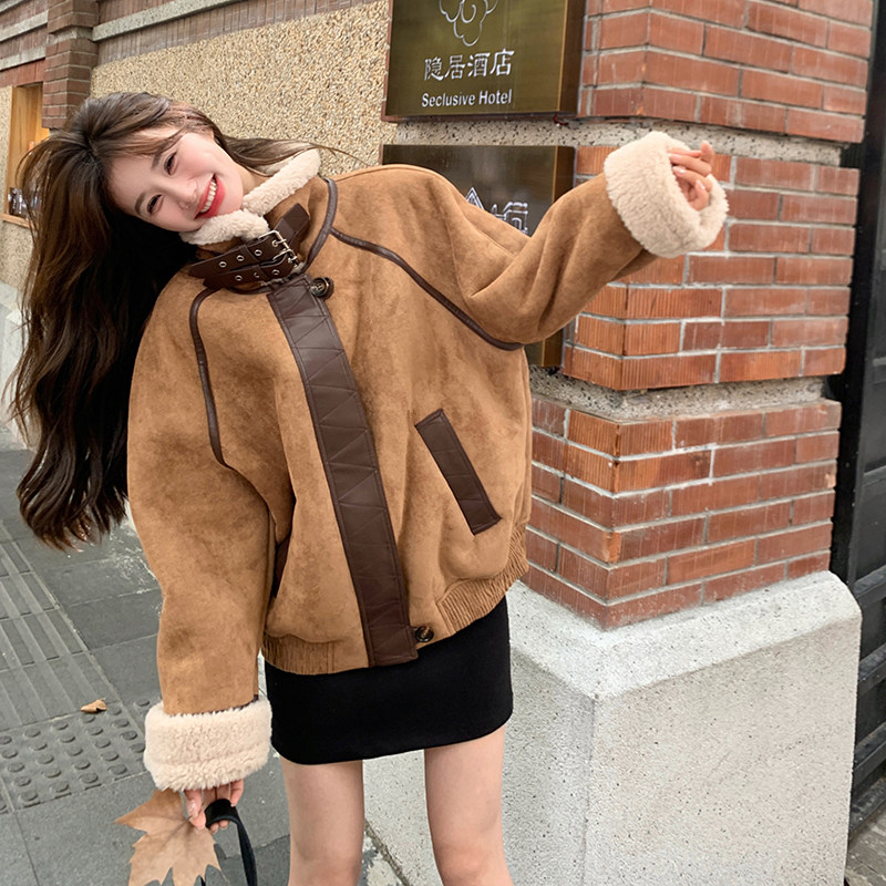 【冬款现货】数据好美拉德拼接羊羔毛外套293-0123-P185控288,女装皮草,浙宝293