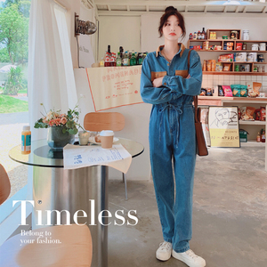 【新款】 设计感撞色工装牛仔连体裤 205A-8809-P135控188,女装连衣裙,浙宝293