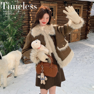 【新款】现货 美拉德皮毛一体羊羔毛外套 293-227-P185控278,女装皮草,浙宝293