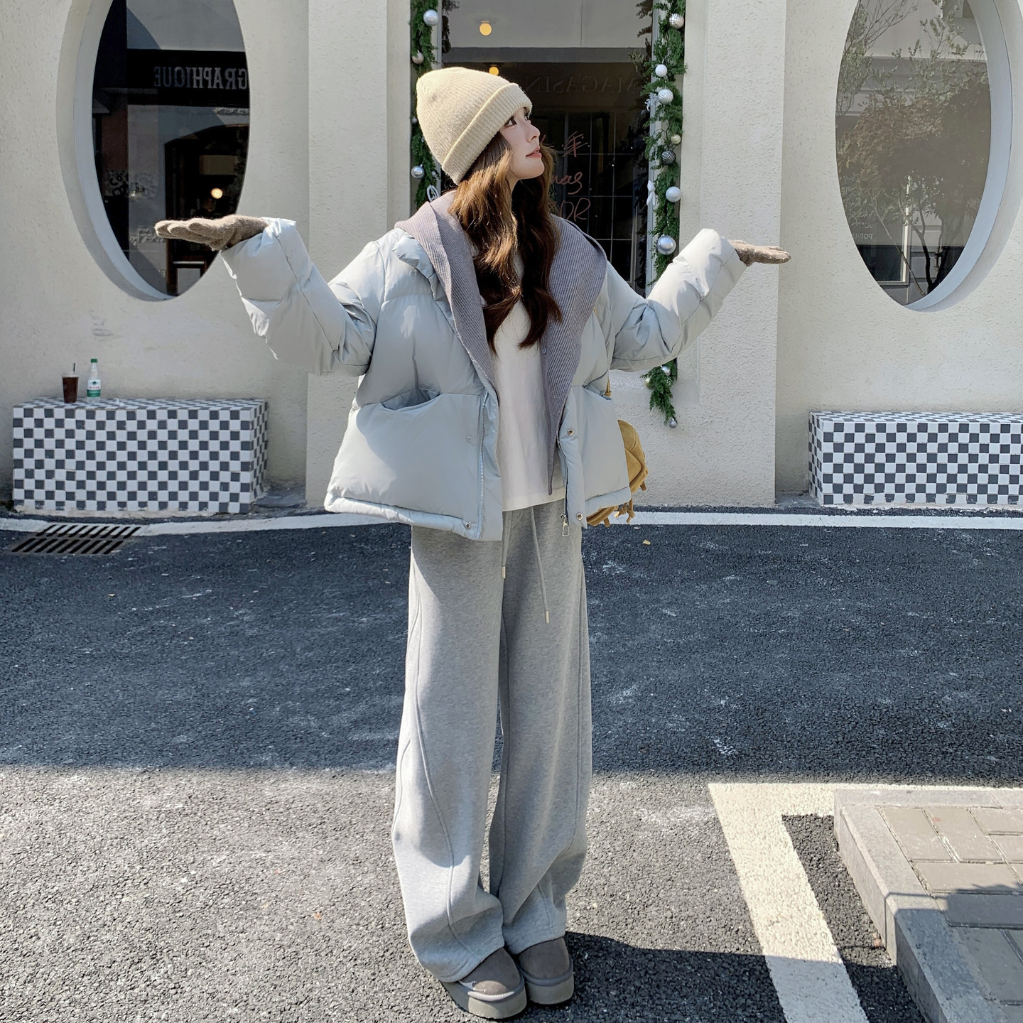 【新款】现货假两件连帽羽绒服（90绒）293-2851-P305控458,女装羽绒服,浙宝293