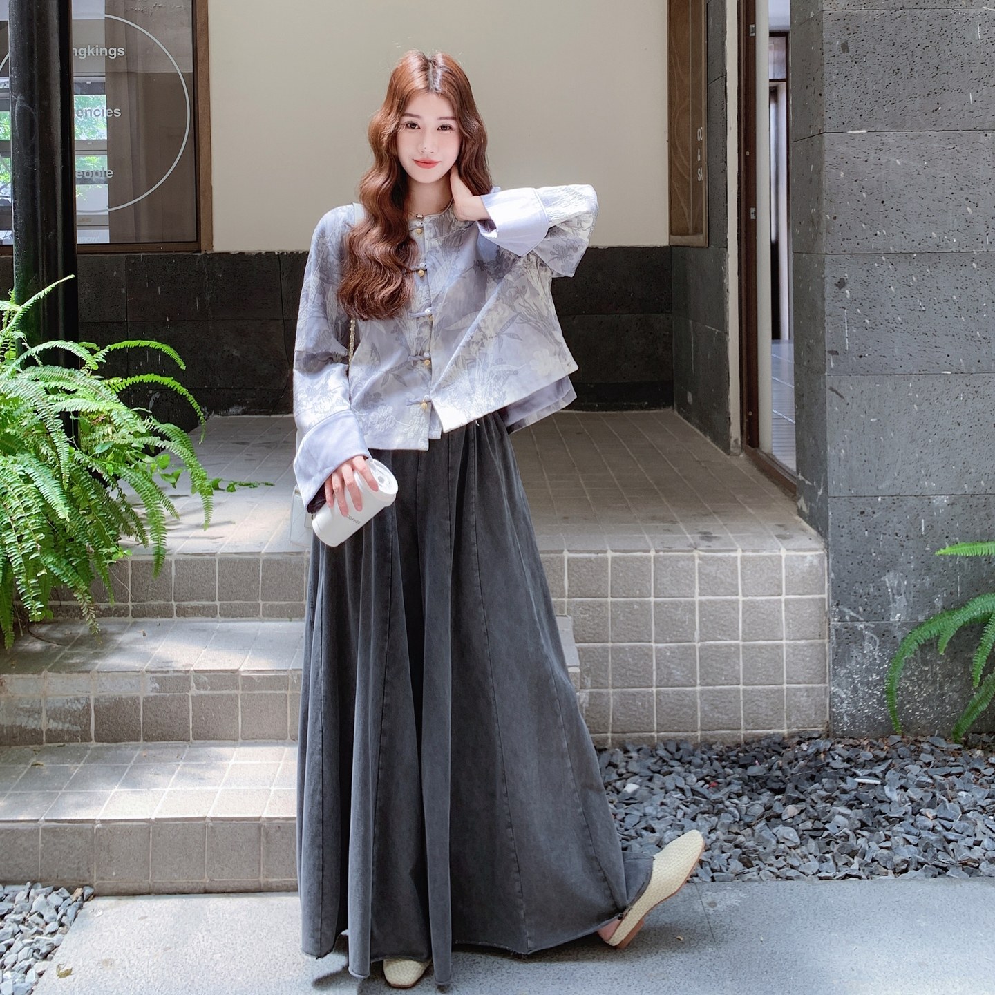 【春款现货】数据好风提花上衣+阔腿裤套装293-2686-P195控278，女装套装/套裙，浙宝293