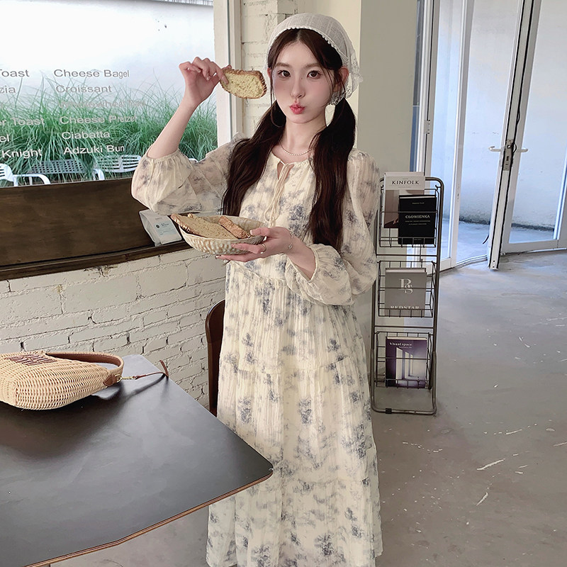 【新款】超仙水墨晕染木耳边连衣裙293-1109-P125控178,女装连衣裙,浙宝293